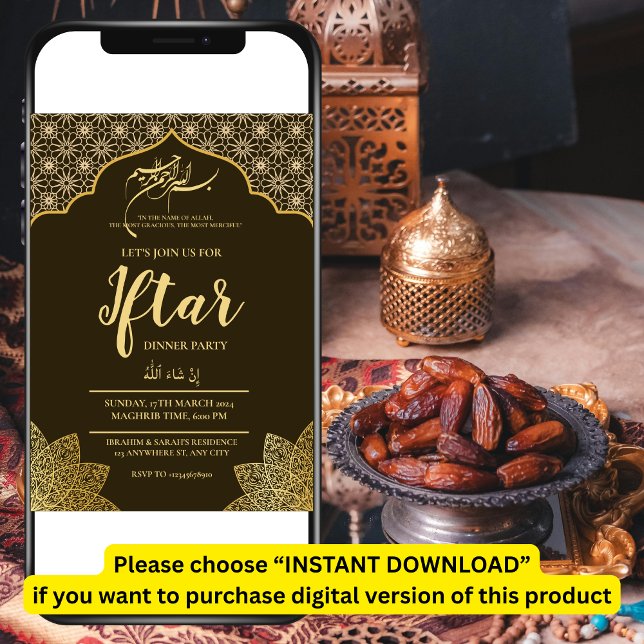 CONVITE EDITÁVEL PARA JANTA DE IFTAR DO RAMADÃO NA (Criador carregado)