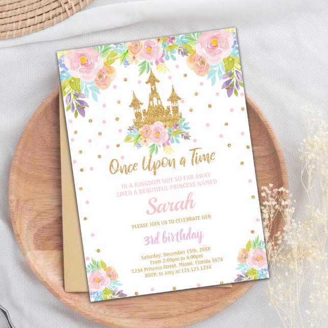 Convite Editável para o Aniversário da Princesa (Castle Princess Birthday Invitations)
