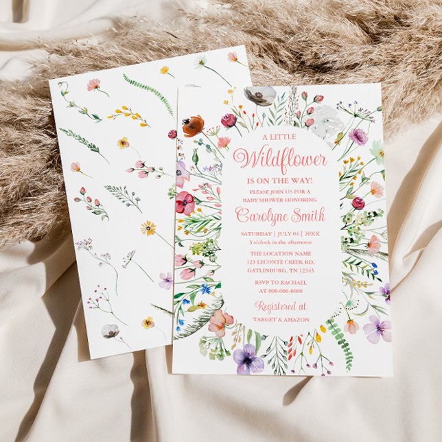 Convite Editável Um Pequeno Chá de fraldas De Flor Selvage (Criador carregado)