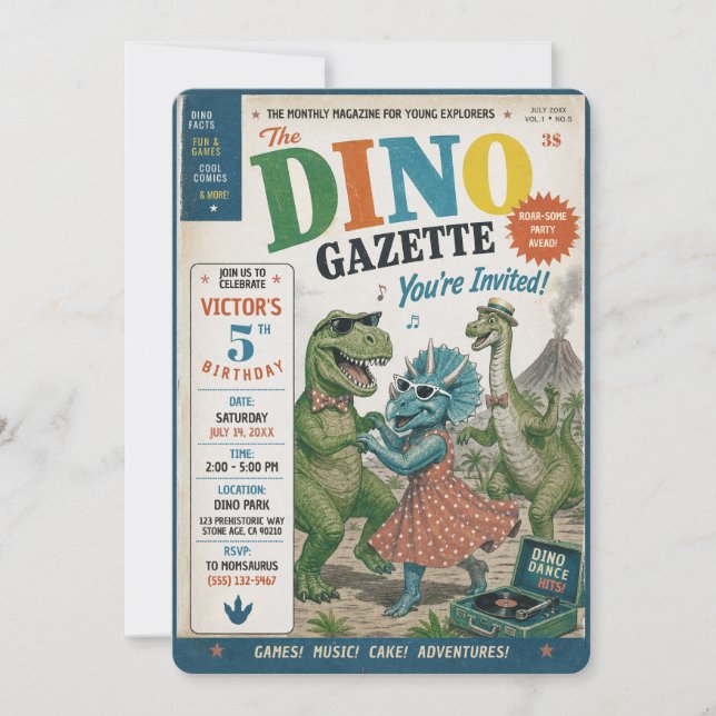 Convite Editorial Festa Como Um Dinossauro (Frente)