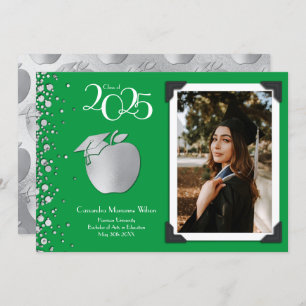 Convite Educação de Professores Silver Graduação Verde
