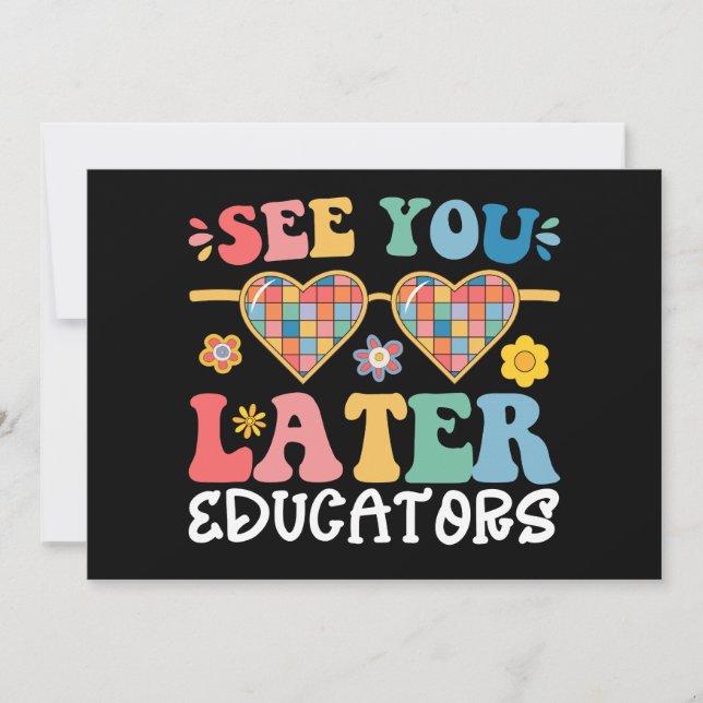 Convite Educadores Até Logo Dia Maravilhoso de Fim de Ano  (Frente)