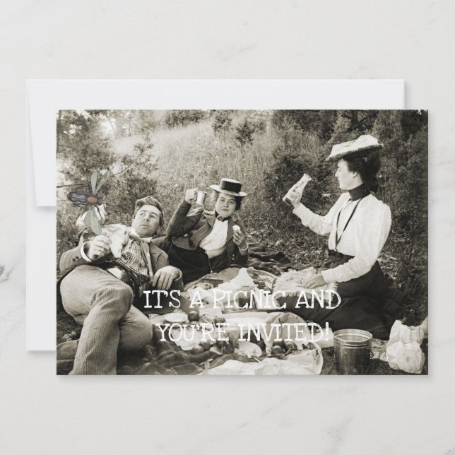 CONVITE EDWARDIAN PERIOD PICNIC FLY MAN BEAUTY MULHERES (Frente)