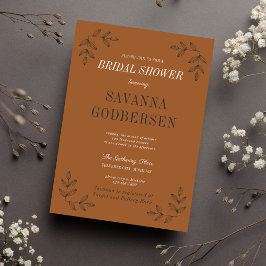 Convite Eerie Autumn Halloween Orange Black Chá de panela