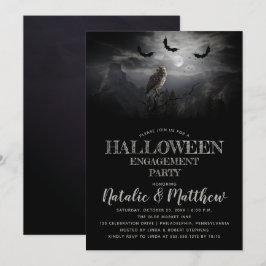Convite Eerie Owl | Festa de noivado de Bats Night Hallowe