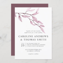 Convite Eethal Burgundy | Casamento Chic Botanic Leaves