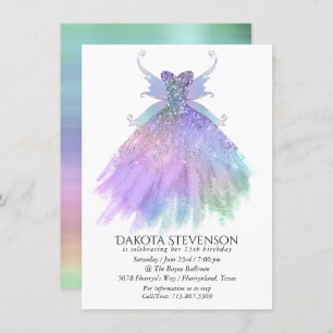 Convite Eethal Fairy Gown   Rainbow Ombre Pastel Sheen
