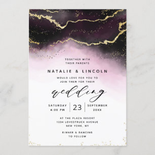 Convite Eethal Mist Ombre Wine Watercolor Casamento Moody