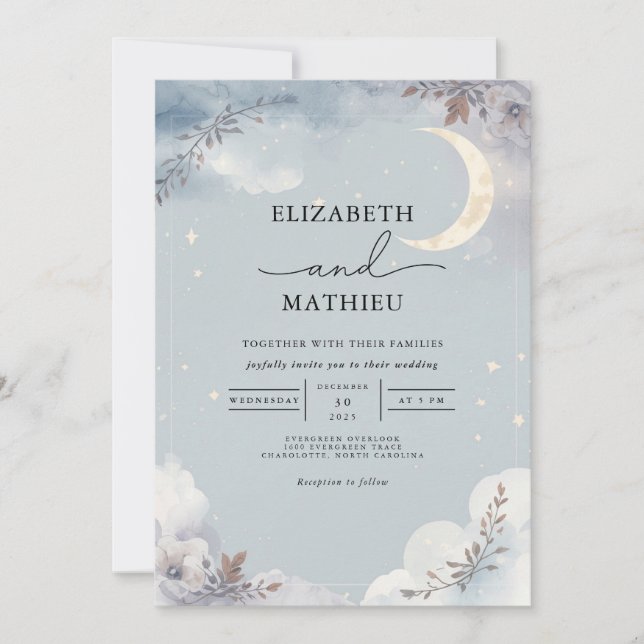 Convite Eethal Moonlit Floral Wedding (Frente)