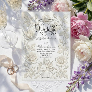 Convite Efeito de Baixo-relevo Floral 3D Falso