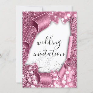 Convite Efeito De Carrinho 3D De Casamento Rosa Branca - F