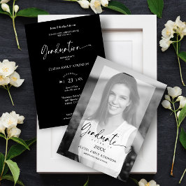 Convite Efeito de Vellum Elegante para Foto Preto e Branco
