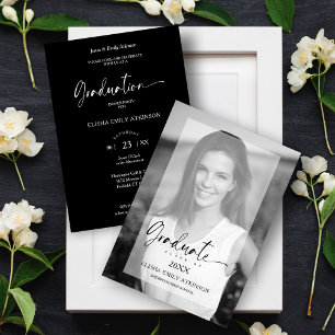 Convite Efeito de Vellum Elegante para Foto Preto e Branco