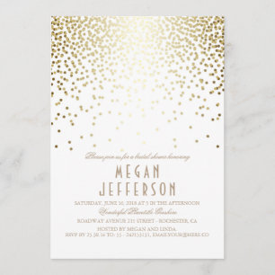Convite Efeito Dourado Confetti Art Deco Chá de panela