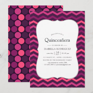Convite Efeito néon roxo e rosa Quinceanera