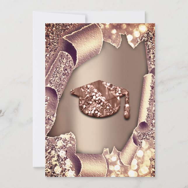 Convite EFEITO Rosa 3D DA Glitter  BONÉ DE formando (Verso)