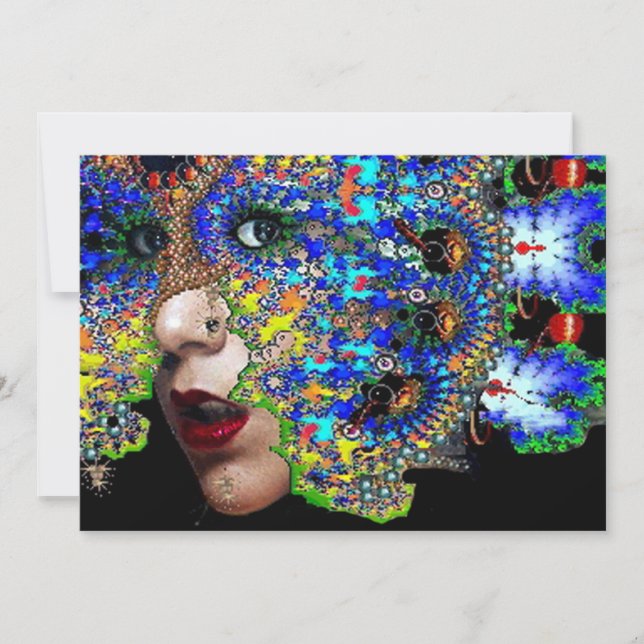 Convite EFÊMERO, Festa de Mardi Gras com Máscaras preto az (Frente)