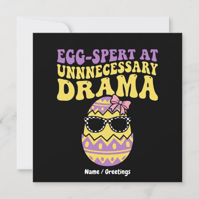 Convite Egg-spert At Unnecessary Drama Funny Retro Easter  (Frente)