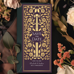 Convite EggPlant Medieval Sword Save the Date Invitation
