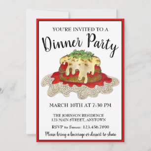 Convite EggPlant Parm Parmesan Partido Janto Italiano de C