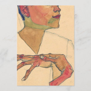 Convite Egon Schiele - Retrato Automático Com Mãos No Pe