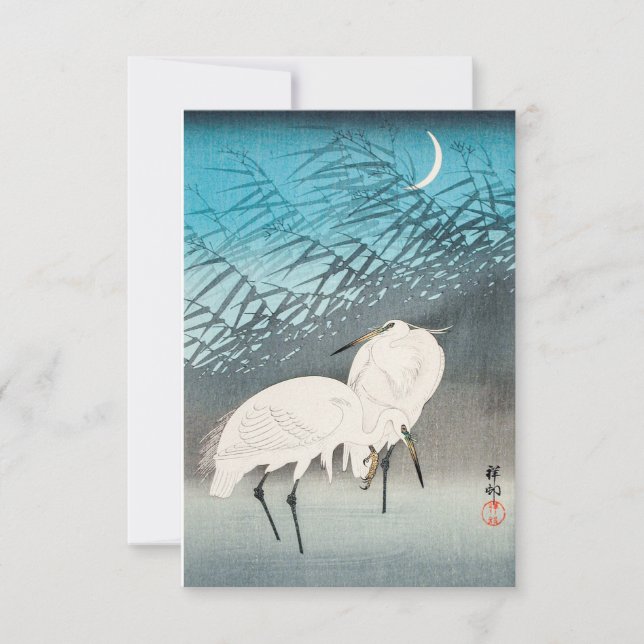 Convite Egrets and Reeds in Moonlight (1926) apresentada p (Frente)