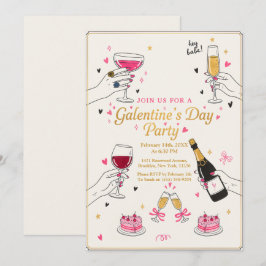 Convite Ei Bebê Galentines Festa Vinho Bolo