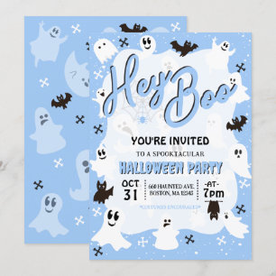 Convite Ei Boo Cute Spooky, Festa de Halloween Fantasma