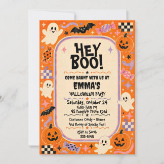 Convite Ei Boo Fantasmas Fofos Abóboras Crianças Halloween