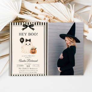 Convite Ei Boo Fofinho Fantasma Foto de Chá de Bebê de Hal