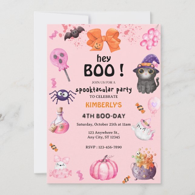 Convite Ei, Boo! Halloween Ghost Spooktacular Birthday (Frente)