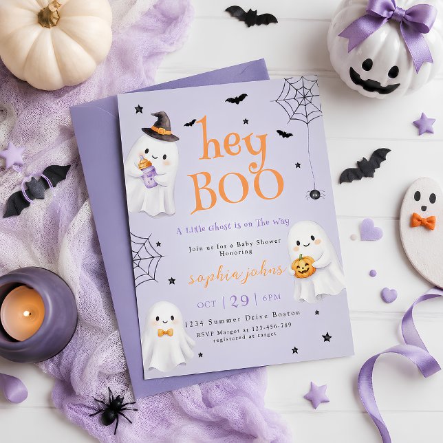 Convite Ei Bu Chuvinha de Bebê de Halloween fantasma (Criador carregado)