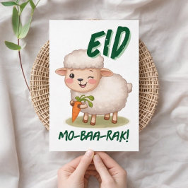 Convite Eid Al Adha Mubarak Cute Sheep Greeting Card 
