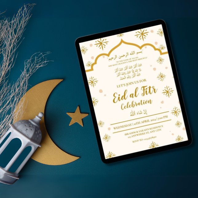 Convite Eid Al Fitr Celebração Eid Mubarak EDITABLE (Criador carregado)