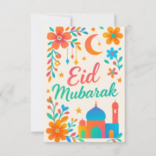 Convite Eid Mubarak - Colorido para Crianças Mesquita Flor