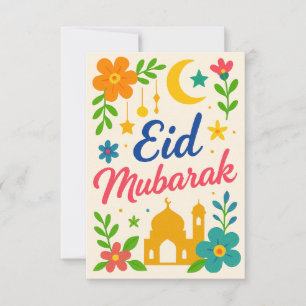 Convite Eid Mubarak - Colorido para Crianças Mesquita Flor