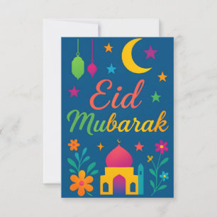 Convite Eid Mubarak - Colorido para Crianças Mesquita Flor