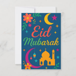 Convite Eid Mubarak - Colorido para Crianças Mesquita Flor