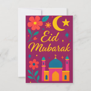 Convite Eid Mubarak - Colorido para Crianças Mesquita Flor
