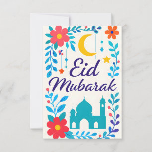 Convite Eid Mubarak - Colorido para Crianças Mesquita Flor
