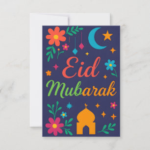 Convite Eid Mubarak - Colorido para Crianças Mesquita Flor