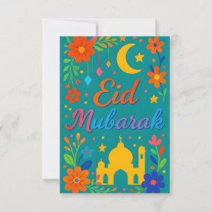 Convite Eid Mubarak - Colorido para Crianças Mesquita Flor