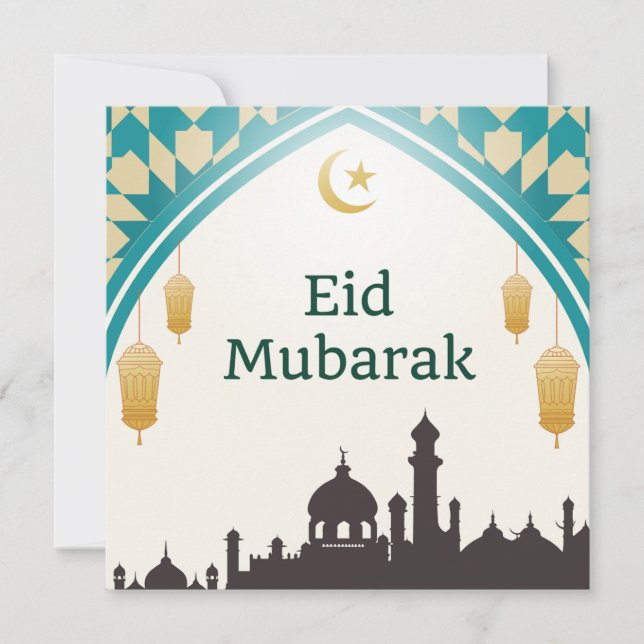 Convite Eid Mubarak em Branco (Frente)