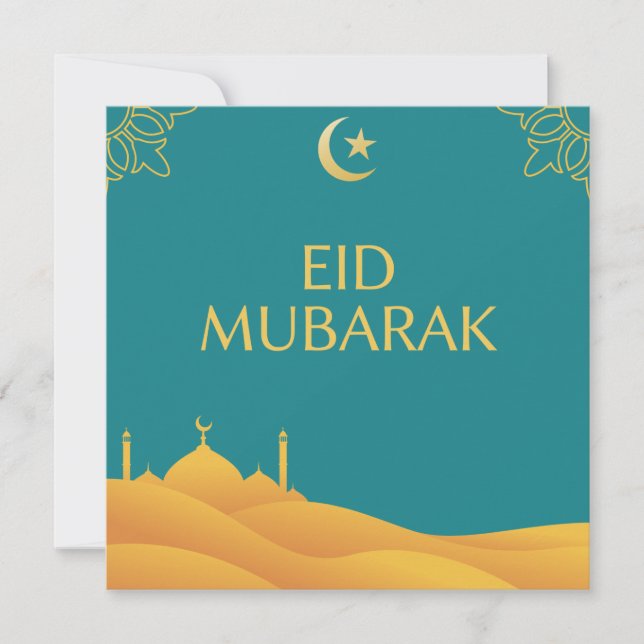 Convite Eid Mubarak em turquesa (Frente)