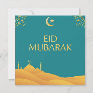 Convite Eid Mubarak em turquesa
