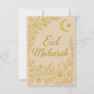 Convite Eid Mubarak - Flores Brancas e Douradas da Mesquit