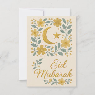 Convite Eid Mubarak - Flores Brancas e Douradas da Mesquit