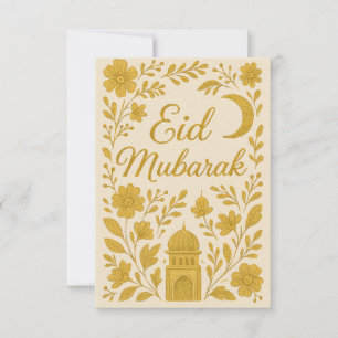 Convite Eid Mubarak - Flores Brancas e Douradas da Mesquit