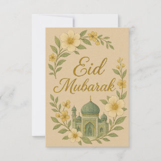 Convite Eid Mubarak - Flores da Mesquita Branca e Dourada