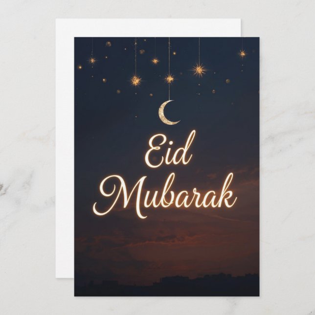 Convite Eid mubarak Personalized modern Card (Frente/Verso)